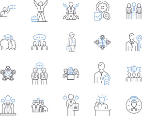 Fototapeta premium Proptech outline icons collection. Proptech, Real Estate, Innovation, Technology, AI, Digital, Automation vector and illustration concept set. Blockchain, AR/VR, Leasing linear signs