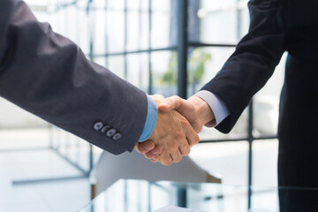 Obraz na płótnie Canvas Business handshake. Business man giving a handshake to close the deal.