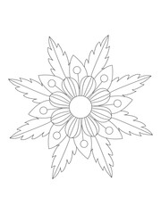 Flowers  Leaves Coloring page Adult.Contour drawing of a mandala on a white background.  Vector illustration