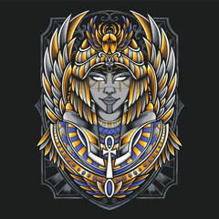 egyptian goddess character vector logo