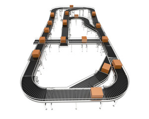 Conveyor belt isolated on transparent background. 3d rendering - illustration