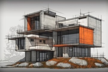 houses with modern architecture. Generative AI