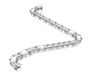 Conveyor belt isolated on transparent background. 3d rendering - illustration