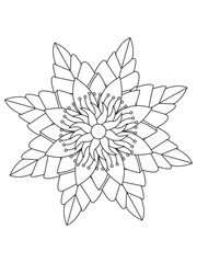 
   Flowers  Leaves Coloring page Adult.Contour drawing of a mandala on a white background.  Vector illustration Floral Mandala Coloring Pages, Flower Mandala Coloring Page, Coloring Page For Adul