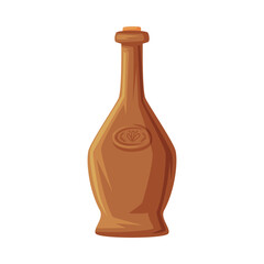 Glass of Georgian Wine in Clay Bottle as Cultural Symbol and Country Attribute Vector Illustration