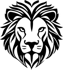 Lion head mascot logo in black and white, vector illustration 