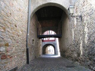 Fototapeta na wymiar Doppeltor in der Stadtmauer von Freinsheim