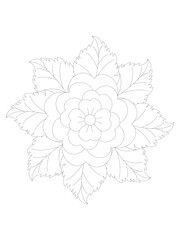 Flower mandala illustration. Oriental pattern, vintage decorative elements Easy mandala kaleidoscope pattern on white background 
Adult coloring page