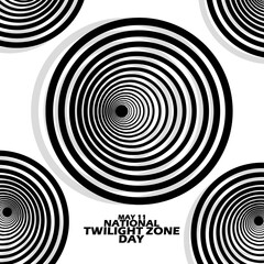 Illustration of illuminated circles with bold text on white background to commemorate National Twilight Zone Day on May 11