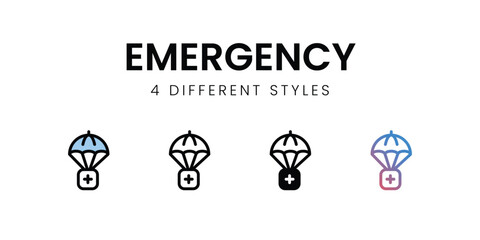 Fototapeta na wymiar Emergency Icons - 4 Different Styles icon. Multi Series stock illustration.