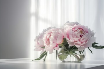  a vase filled with pink flowers on top of a table.  generative ai