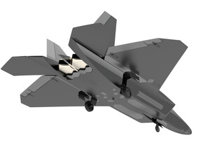 Fighter aircraft isolated on transparent background. 3d rendering - illustration