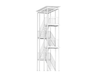 Fire escape stairs isolated on transparent background. 3d rendering - illustration