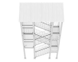 Fire escape stairs isolated on transparent background. 3d rendering - illustration
