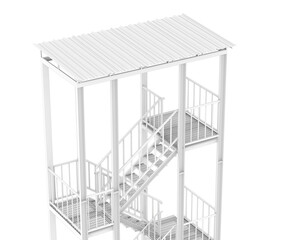 Fire escape stairs isolated on transparent background. 3d rendering - illustration