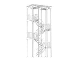 Fire escape stairs isolated on transparent background. 3d rendering - illustration