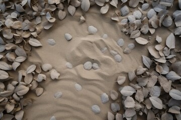 Fototapeta na wymiar a basin of sand with leaves visible from above. Generative AI