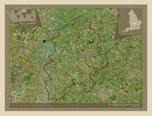 West Northamptonshire, England - Great Britain. High-res satellite. Labelled points of cities