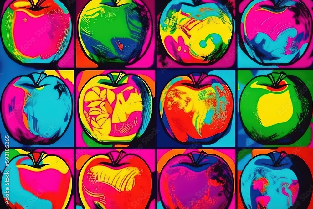 Poster a picture of a bunch of apples in different colors and sizes. generative ai