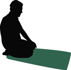 a muslim man praying, silhouette vector