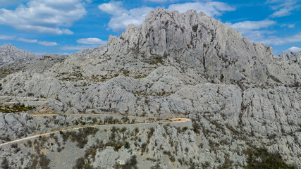 Fototapeta na wymiar old ancient road under Tulove Grede rocks, Velebit, Croatia
