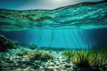 Fototapeta na wymiar a natural undersea surface serves as the backdrop. Generative AI