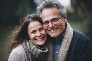 Naklejka premium Portrait of an elderly couple smiling AI generative art