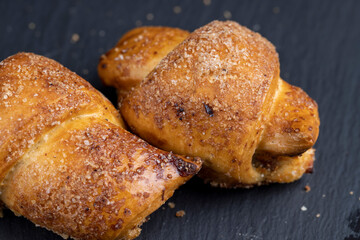 Bagels made of cottage cheese dough stuffed with cottage cheese and raisins