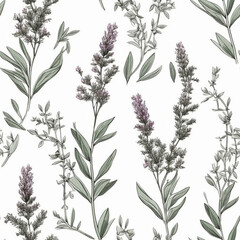 seamless pattern with rosemary