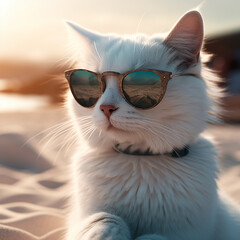 Fototapeta premium cat on the beach
