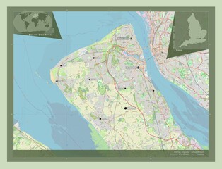 Wirral, England - Great Britain. OSM. Labelled points of cities
