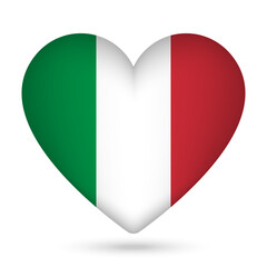 Italy flag in heart shape. Vector illustration.
