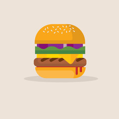 Hamburger icon in flat style. Burger vector illustration on white background.