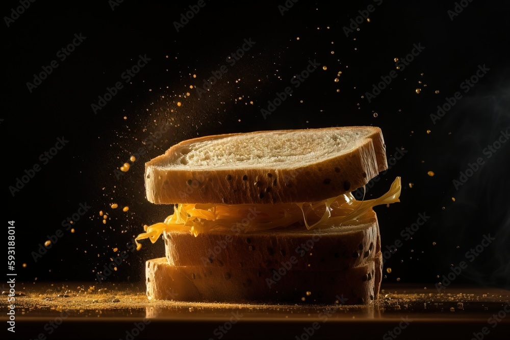 Aufkleber a stack of three slices of bread on top of each other. generative ai