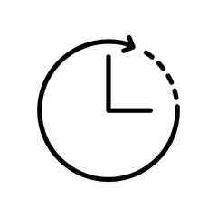 clock with arrow outline vector icon. clock with arrow stock vector icon for web, mobile app and ui design