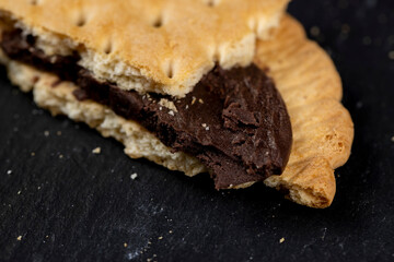 fresh crunchy cookies with chocolate filling
