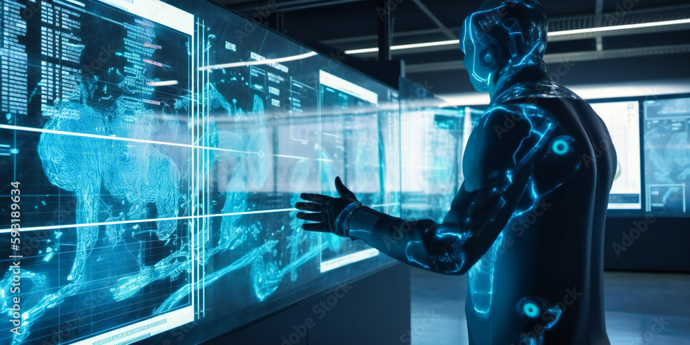 Poster robot touching touchscreen with multiple information displays