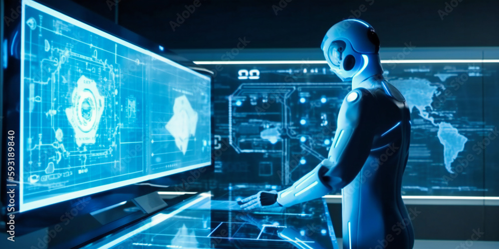 Poster robot touching touchscreen with multiple information displays