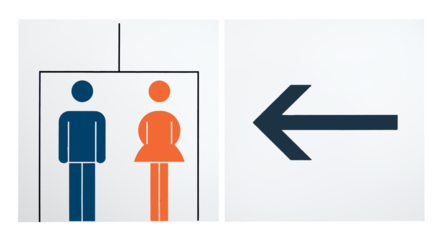 Unisex restroom or toilet and arrow sign  png file dicut.