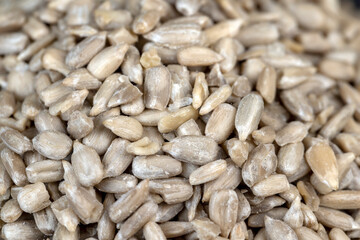 Sunflower seeds peeled from the black shell