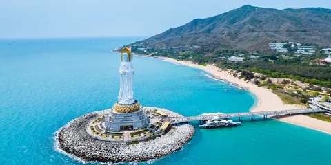 Foto auf Alu-Dibond Aerial photography of Avalokitesvara on the Sea, Nanshan Cultural Tourism Zone, Sanya, Hainan, China © Govan