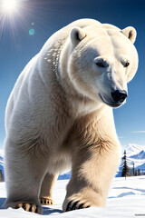 Obraz na płótnie Canvas beautiful polar bear on a sunny day - generative AI