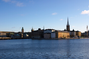 Fototapeta na wymiar waterfront view of old Stockholm 