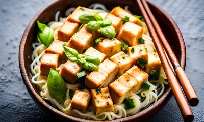 Tofu with noodles