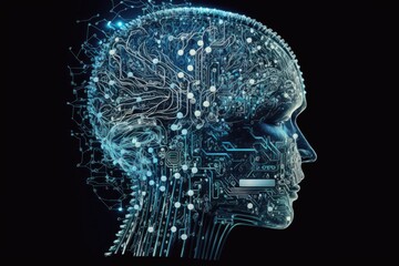 futuristic, communication, brain, and computer related artificial intelligence. Generative AI