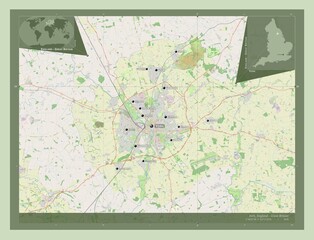 York, England - Great Britain. OSM. Labelled points of cities