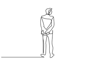 business man thoughtfully calm waiting back rear behind view line art