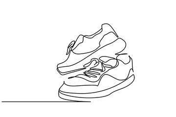 casual sneakers shoes line art