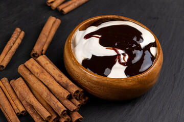 Fresh Yogurt with added chocolate for chocolate flavor