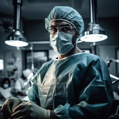 Surgeon looking into the camera in hospital